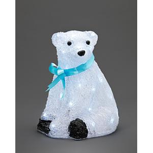 Acryl ijsbeer blauwe strik