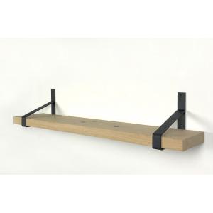 Eiken wandplank massief recht 100 x 20 cm inclusief plankdragers