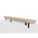 Eiken wandplank massief recht 120 cm op 25 cm diepe plankdragers