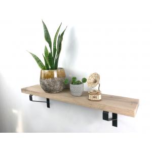 Eiken wandplank massief recht 50 cm op 20 cm diepe plankdragers