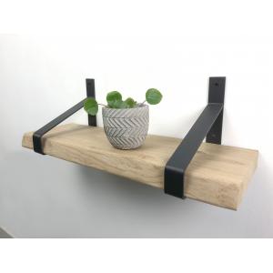 Eiken wandplank boomkant 50 cm in 20 cm diepe plankdragers