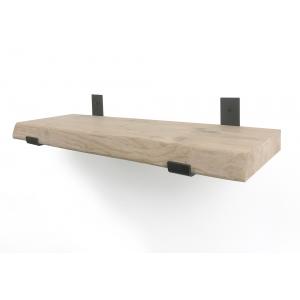 Eiken wandplank boomkant 80 cm in 20 cm diepe industriele plankdragers