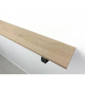 Eiken 18mm wandplank recht 100 cm op 20 cm diepe plankdragers