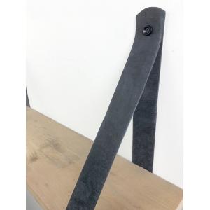 Steigerhout wandplank gebruikt 60 x 20 cm inclusief leren riemen antraciet