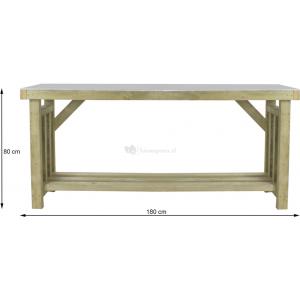 Express oppottafel met zinken blad 180x50x80 cm