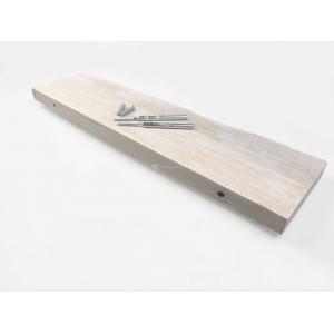 Zwevende wandplank eiken boomstam natuurlijk wit  100 x 30 cm