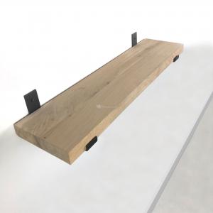 Eiken wandplank 100 x 25 cm met industriele plankdragers