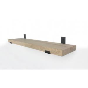 Eiken wandplank 80 x 25 cm met industriele plankdragers